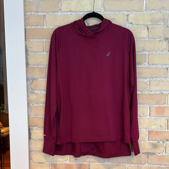 Asics Burgundy Long Sleeve Running Hoodie - Picture 1 of 3